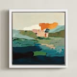 "Mauna Loa" - Art Print in navy blue by Caryn Owen - Framed Canvas