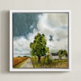 "Farm House" - Art Print in Grass by Lindsay Megahed - Framed Canvas