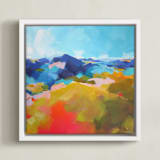 "Blue Ridge" - Art Print in Blue by Jess Franks - Framed Canvas