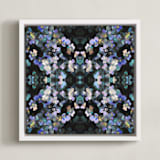 "Pansy painting - mirrored" - Art Print in Violet and turquoise by Oana Prints - Framed Canvas