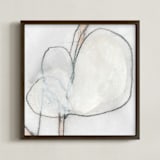 "Southern Cotton Single Bloom Square" - Art Print in Neutrals by Angela Simeone - Framed