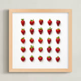 "Strawberries" - Art Print in Ruby Red by Heather Deffense - Framed