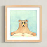 "Bear - let's read" - Art Print in aqua by Someday Designs - Framed