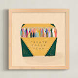 "Vintage Crayon Box - Things We Kept" - Art Print in Emerald Green by Erum Khalili Art - Framed