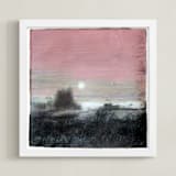 "Moon over Henry's Lake" - Art Print in Sunset Pink by Krista Messer - Framed