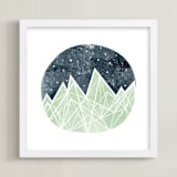 "Nighttime Sky" - Art Print in spearmint by Shirley Lin Schneider - Framed