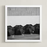 "Four Black Umbrellas" - Art Print in Monochrome by Jonathan Brooks - Framed