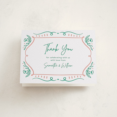 This is a paloma baby shower thank you cards with letterpress by Elly called sketch printing on coventry320 in standard