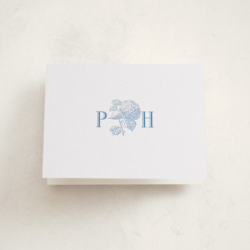 This is a sky blue baby shower thank you cards with letterpress by Megan Davis called cheseapeake printing on coventry320 in standard