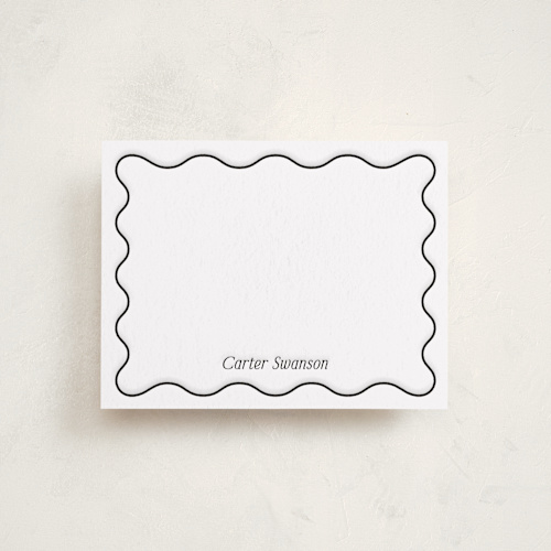 This is a soft black personalized stationery thank you cards with letterpress by Jackie Crawford called fun. printing on coventry320 in standard