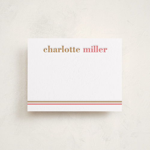 This is a faux gold personalized stationery thank you cards with letterpress by Ester Bernaldo de Quiros called graphic two-tone name printing on coventry320 in standard