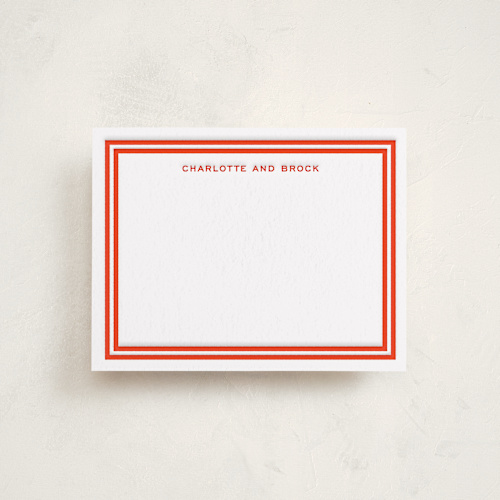 This is a verona sunset personalized stationery thank you cards with letterpress by Megan Davis called racquet printing on white cotton in standard