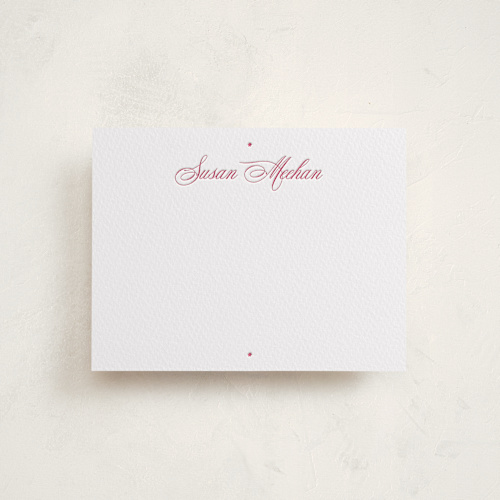 This is a azalea pink personalized stationery thank you cards with letterpress by Blustery August called delicate printing on coventry320 in standard