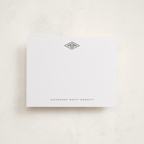 This is a moss personalized stationery thank you cards with letterpress by Jenna Holcomb called diamond monogram printing on coventry320 in standard
