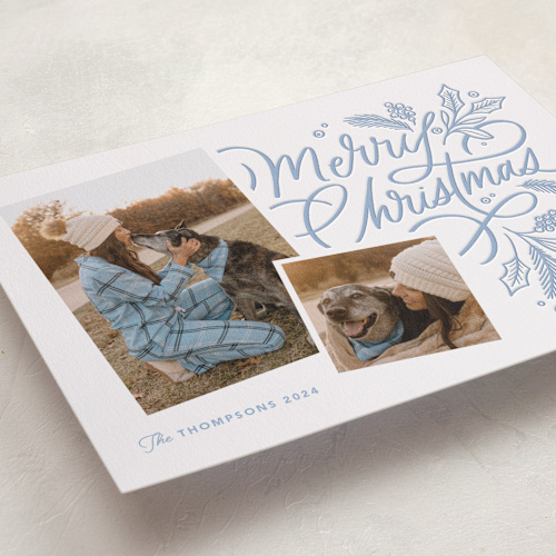 This is a frost letterpress holiday cards with letterpress by Kristen Smith called pressed lettering printing on bright white letterpress paper in standard