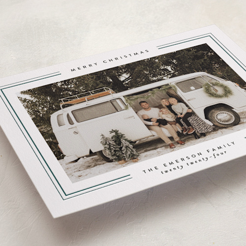 This is a fern letterpress holiday cards with letterpress by Design Lotus called christmas classic printing on bright white letterpress paper in standard