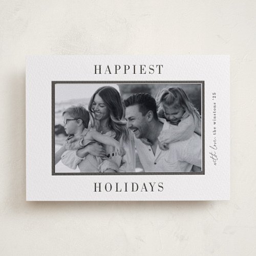 This is a soft black photo mount holiday cards with letterpress by Pati Cascino called cinema printing on somerset500 in photo_mount
