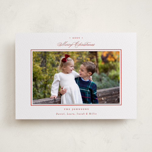 This is a ruby photo mount holiday cards with letterpress by Emily Betts called festive classic printing on white cotton in photo_mount