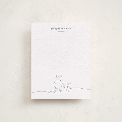 This is a blueberry personalized stationery thank you cards with letterpress by Britt Mills called a simple stroll | winnie the pooh printing on white cotton in standard