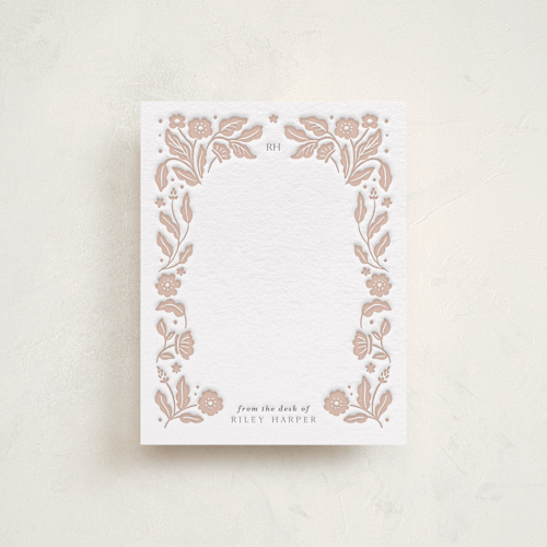 This is a latte personalized stationery thank you cards with letterpress by Elly called flowers bloom printing on coventry320 in standard