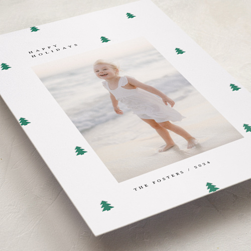 This is a fern letterpress holiday cards with letterpress by Michelle Taylor called scattered trees printing on bright white letterpress paper in standard