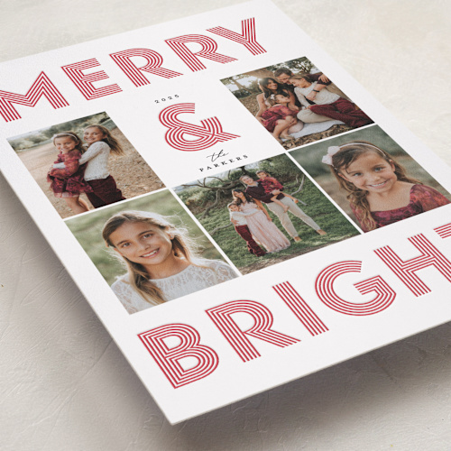 This is a candy cane letterpress holiday cards with letterpress by Vivian Yiwing called bold printing on bright white letterpress paper in standard