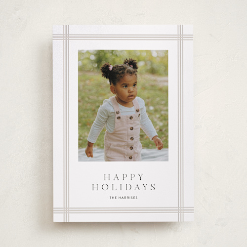 This is a creme letterpress holiday cards with letterpress by Erin L. Wilson called sidelined printing on bright white letterpress paper in standard