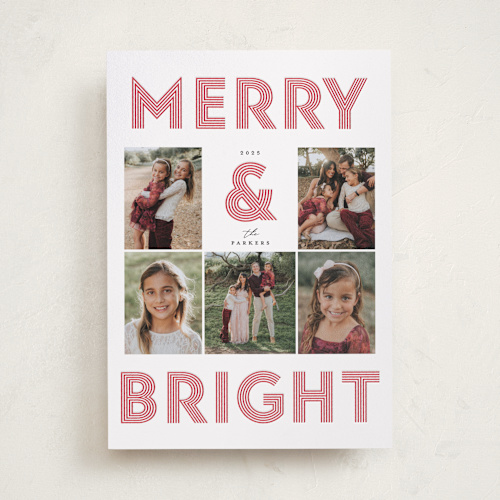 This is a candy cane letterpress holiday cards with letterpress by Vivian Yiwing called bold printing on bright white letterpress paper in standard