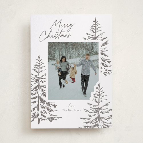 This is a alpine letterpress holiday cards with letterpress by Rebecca Durflinger called alpine printing on bright white letterpress paper in standard