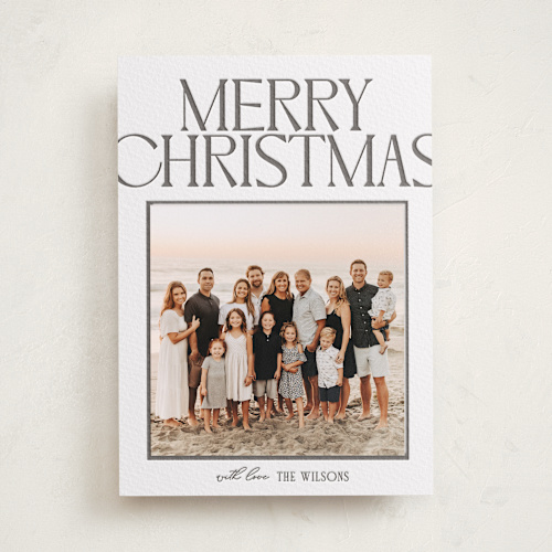 This is a soft black photo mount holiday cards with letterpress by Owl and Toad called chic type printing on somerset500 in photo_mount