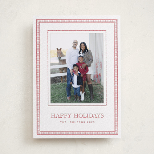 This is a scarlet photo mount holiday cards with letterpress by Jenna Holcomb called grosgrain printing on somerset500 in photo_mount