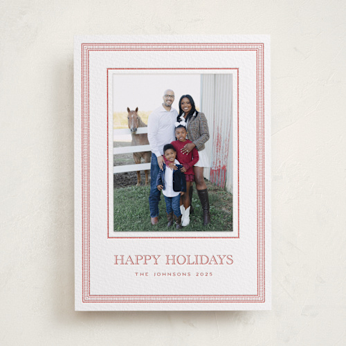 This is a ruby photo mount holiday cards with letterpress by Jenna Holcomb called grosgrain printing on white cotton in photo_mount