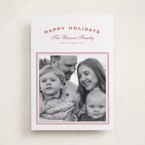 This is a scarlet photo mount holiday cards with letterpress by Wildfield Paper Co called summer story printing on somerset500 in photo_mount