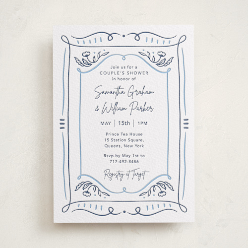 This is a aegean baby shower invitations with letterpress by Elly called sketch printing on somerset500 in standard