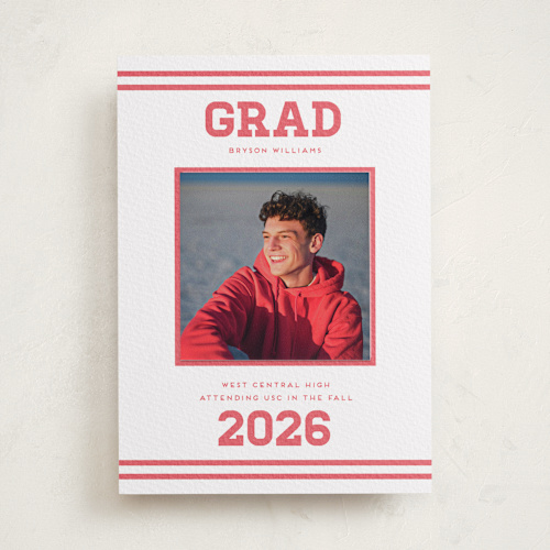 This is a scarlet graduation announcements with letterpress by Louise Kay called team grad printing on somerset500 in photo_mount