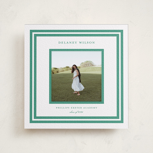 This is a cucumber graduation announcements with letterpress by Megan Davis called roma printing on somerset500 in photo_mount