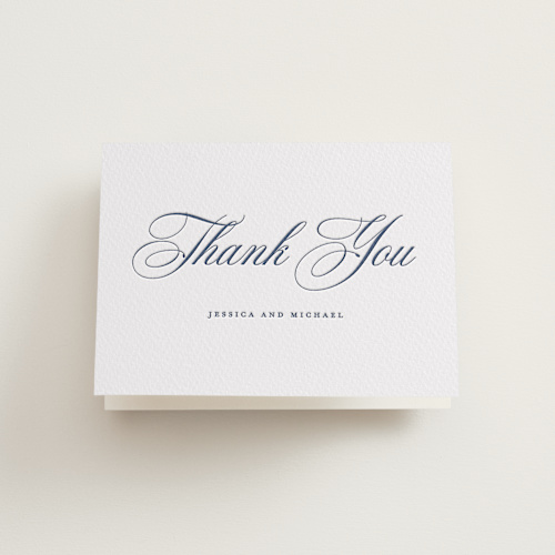 This is a blueberry wedding thank you cards with letterpress by Jennifer Postorino called empire printing on coventry320 in standard
