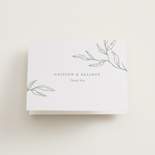 This is a olive wedding thank you cards with letterpress by Oscar and Emma - Karly Depew called amidst nature printing on coventry320 in standard
