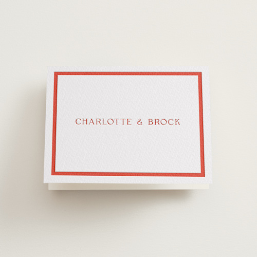 This is a verona sunset wedding thank you cards with letterpress by Megan Davis called racquet printing on coventry320 in standard