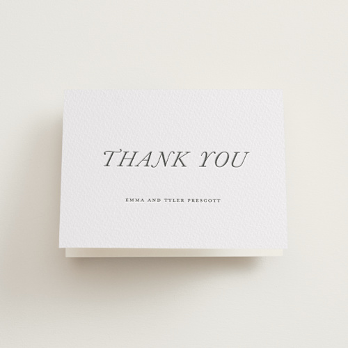 This is a graphite wedding thank you cards with letterpress by Eric Clegg called magnolia printing on coventry320 in standard
