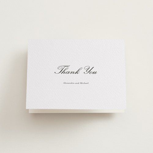 This is a soft black wedding thank you cards with letterpress by Ani Somi called finely printing on coventry320 in standard