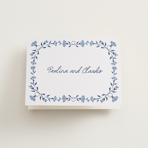 This is a lapis wedding thank you cards with letterpress by Tamara Hilje called talavera printing on coventry320 in standard