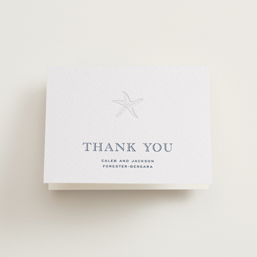 This is a blueberry wedding thank you cards with letterpress by Jenna Holcomb called the sea printing on coventry320 in standard