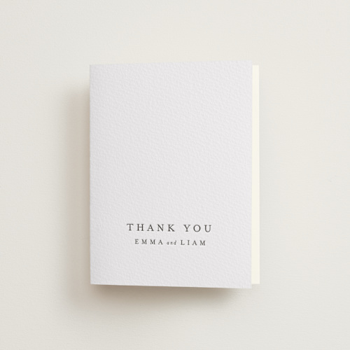 This is a soft black wedding thank you cards with letterpress by Design Lotus called a thousand years printing on coventry320 in standard