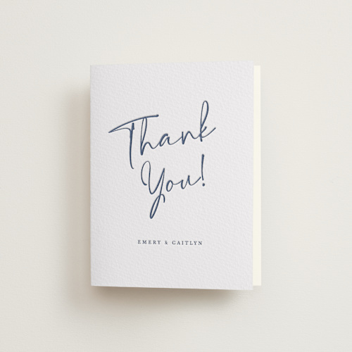This is a blueberry wedding thank you cards with letterpress by Adelyn T. called ink scribble printing on coventry320 in standard