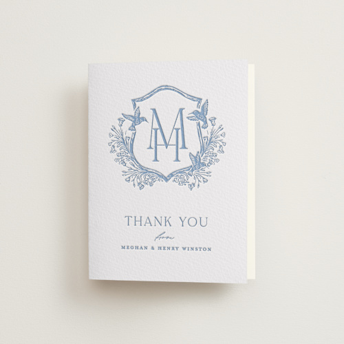 This is a night sky wedding thank you cards with letterpress by Erin Deegan called hummingbird botanicals printing on coventry320 in standard