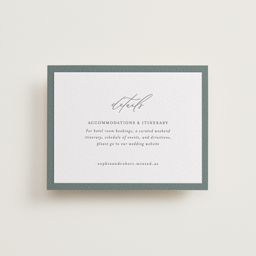 This is a smoke letterpress wedding invitations with letterpress by Design Lotus called fondness printing on white cotton in standard