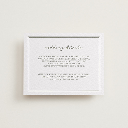 This is a artichoke letterpress wedding invitations with letterpress by Brittney Jensen called the verdure suite printing on white cotton in standard