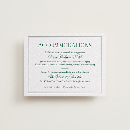 This is a evergreen letterpress wedding invitations with letterpress by letterfix called fresh classic printing on white cotton in standard
