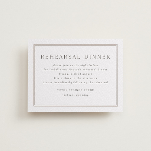This is a dove grey enclosure cards with letterpress by Nicole Walsh called formal serif printing on somerset500 in standard